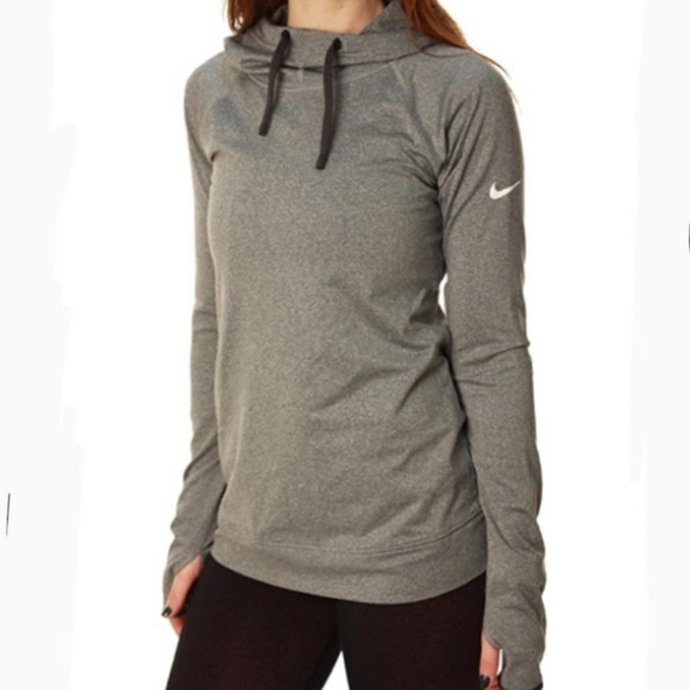 Nike Pro Hyperwarm Dri Fit Long Sleeve Hoodie in Gray